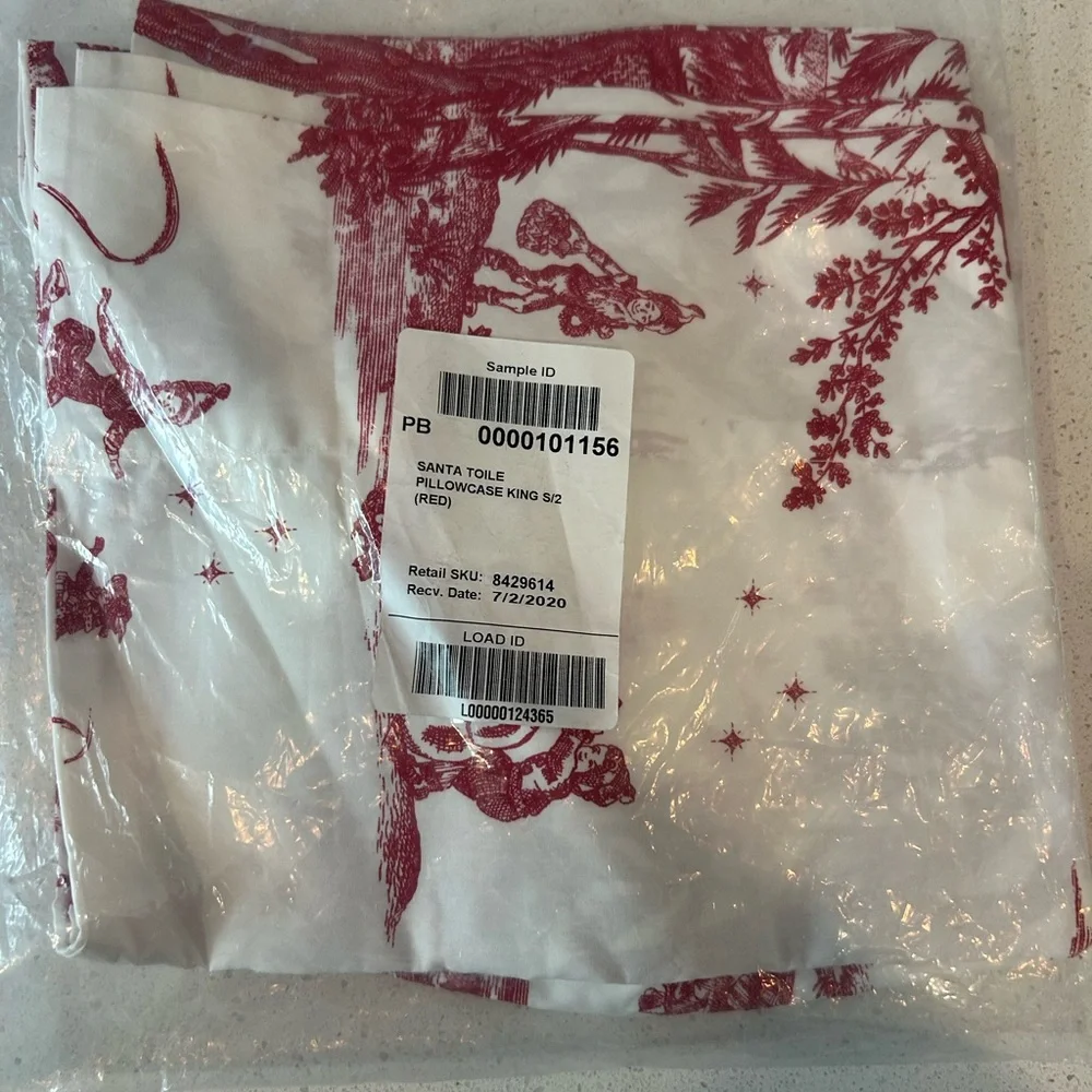 Pottery Barn Santa Toile King Pillowcase Set Bundle of 2 NEW RARE